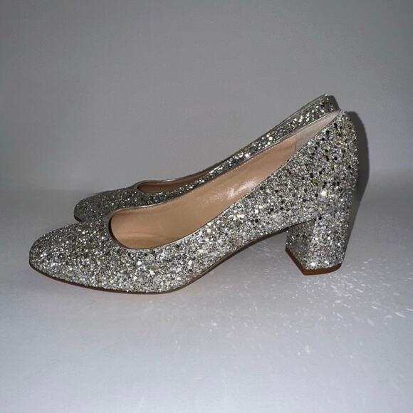 Kate Spade Dolores Block-Heel Silver Glitter Pumps - NIB! - Picture 6 of 9